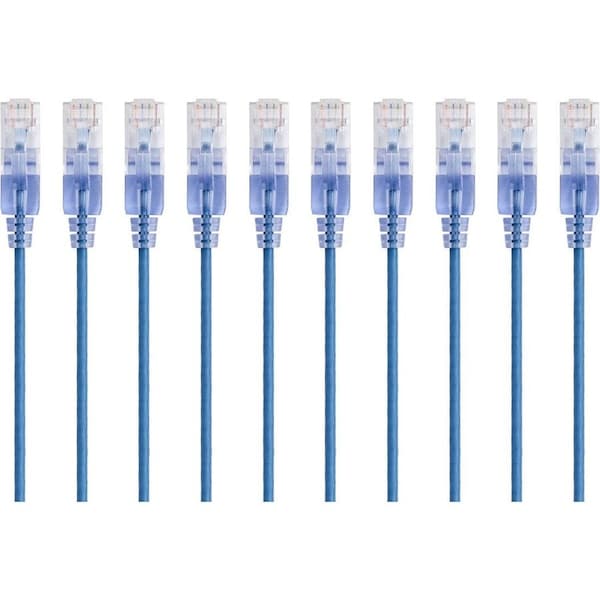 Monoprice Slim Cat6A Cable, PK10, 3 ft.Blue 15154 - main