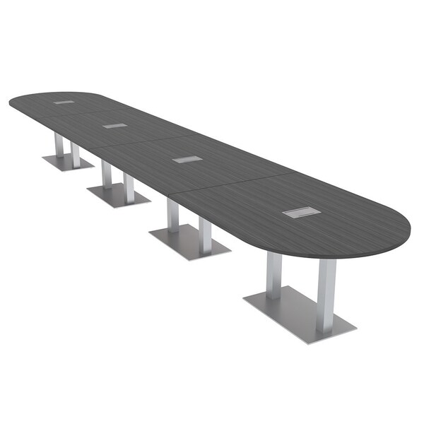 Skutchi Designs Racetrack Conference Table With Power, 48 in W, 240 in L, Grey HAR-RAC-48X240-DOU-WA7949-ESIL - main