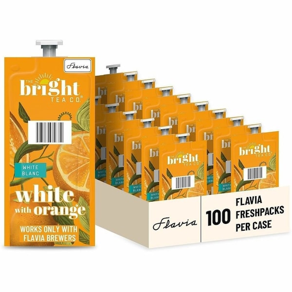 Flavia Tea Flavia Pouches, White with Orange, Pouch, White Tea, 0.05 oz, 100 PK 48024 - main
