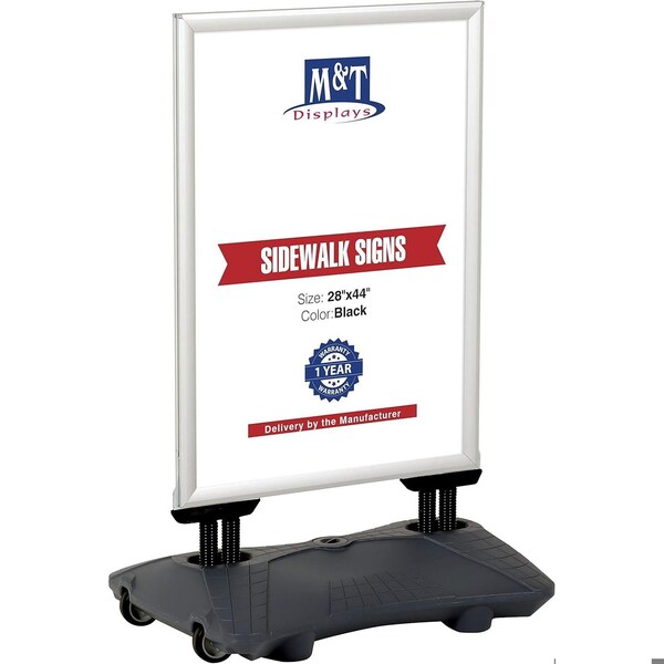 M&T Displays 28x44 Inch Poster Sign Holder Aluminum WindPro Lite Silver Sidewalk Sign, Weather & Wind Resistant USWPL10N84X2000 - main