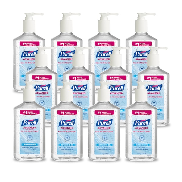 Purell Hand Sanitizer, Gel, Pump Bottle, 12 oz, Citrus, Ethyl Alcohol, Moisturizing, 12 PK 3659-12 - main