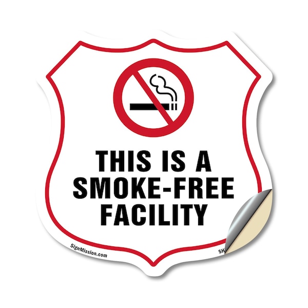 Signmission No Smoking Shield Label Set This Is A Sm, 18 Inch X 18 Inch, Vinyl Decal SHI-D-18-399 - main