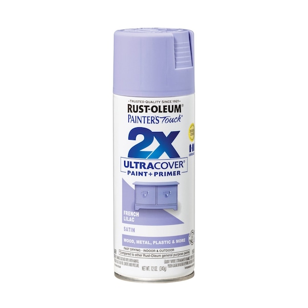 Rust-Oleum Painter's Touch 2X Ultra Cover Spray Paint, French Lilac, Satin, Solvent, 12 Oz 334068 - main