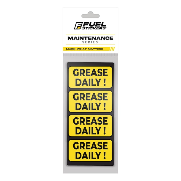 Fuel Stickers Grease Daily Sticker, Lubricate Daily, Machinery and Equipment, Heavy Duty, 2in x 1in, 4PK Z-2X1GREASE-4PK - main