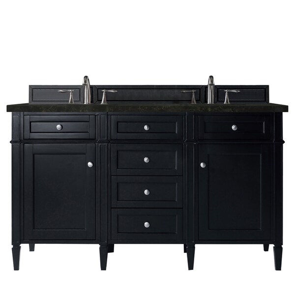James Martin Vanities Brittany 60" Double Vanity, Black Onyx, w/ 3 CM Phantome Eclos Top 650-V60D-BKO-3PHT - main