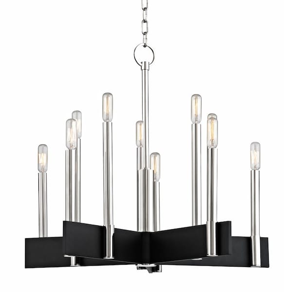 Hudson Valley Lighting Abrams 10 Light Chandelier 23.75 In. Polished Nickel 8825-PN - main