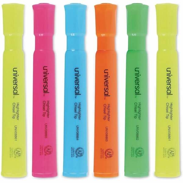 Universal UNV0 Desk Highlighter, Assorted Colors, 12 per Set 8867 - main