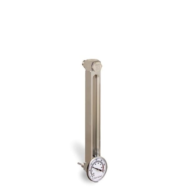 Oil-Rite Aluminum Liquid Gauge w/Dial Thermometer w/3in. to 12in. Centerline - 8in., 1/2in.-20 w/Nuts B3540-20800BB1W - main