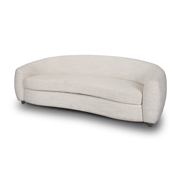 Homeroots 91" Beige Fabric Curved Sofa With Brown Legs 607330 - main