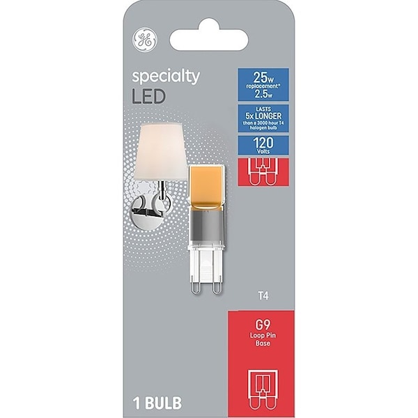 Ge Specialty Light Bulb, T4 Lamp, 25 W Equivalent, G9 Lamp Base, Non-Dimmable 93129000 - main