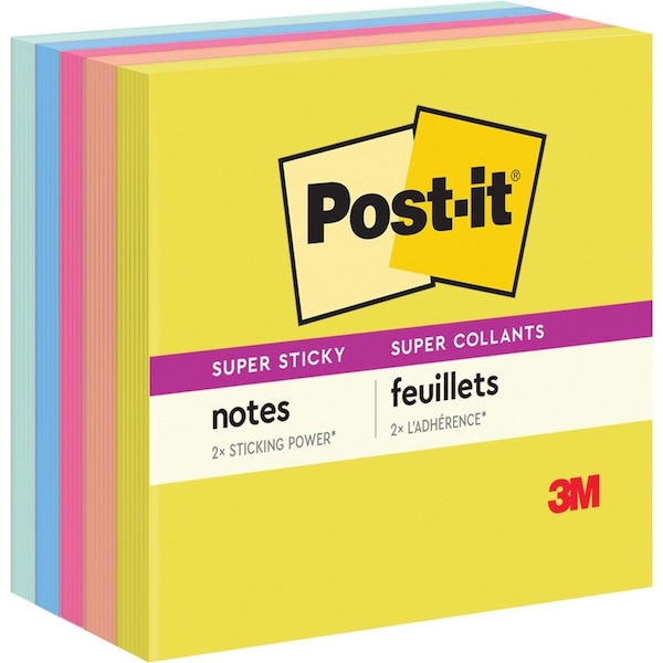 Post-It Super Sticky Notes, 3x3 in, Summer Joy Collection, 90 Sheets/Pad, 5 Pads/Pack, 2PK 654-5SSJOY - main