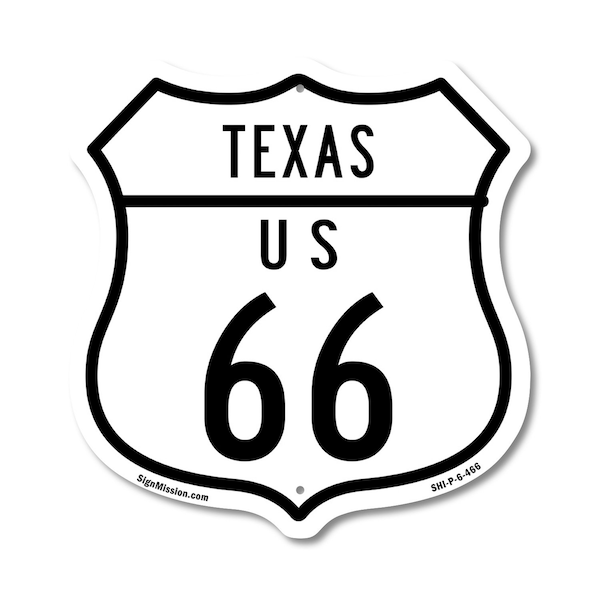 Signmission Texas Route Marker Shield Sign Us 66, 6 Inch X 6 Inch, Plastic Sign SHI-P-6-466 - main