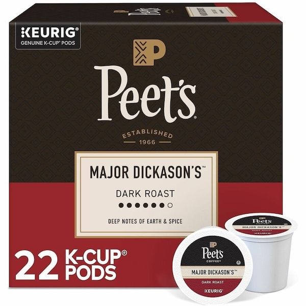 Peets Coffee Peet's Coffee K-Cup Major Dickason's Blend Coffee, Compatible with Keurig Brewer, Dark, K-Cup, 4PK 5000377638 - main
