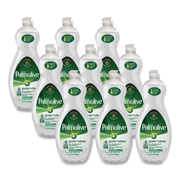 Palmolive Pure + Clear Dishwashing Liquid, Unscented, 32.5 oz Bottle, 9PK US04272A - main