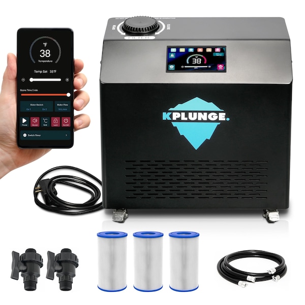 Kplunge Cold Plunge Chiller and Heater- 1 HP in Black, 38 DegF to 104 DegF, WiFi App Control, and Filter CP-CHILL1HP - main