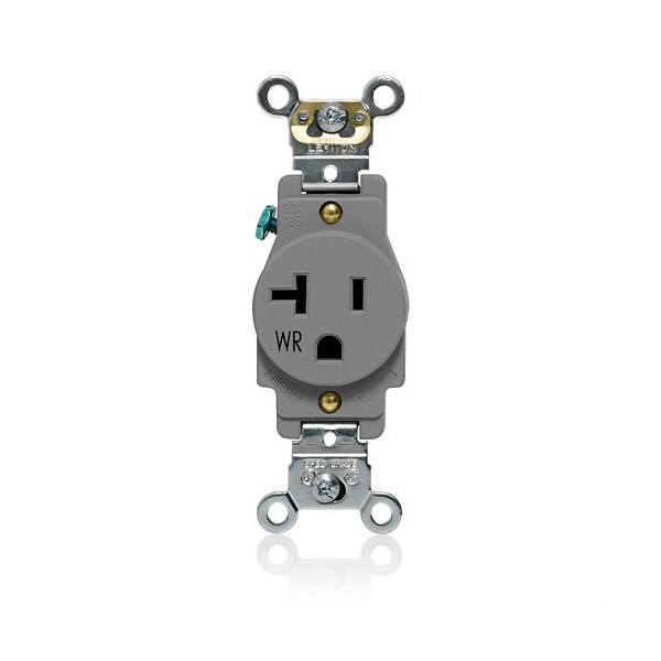Leviton PlugsandRcptcls, 20A, 125VAC, Gry, Nylon, PK1 W5361-GY - main