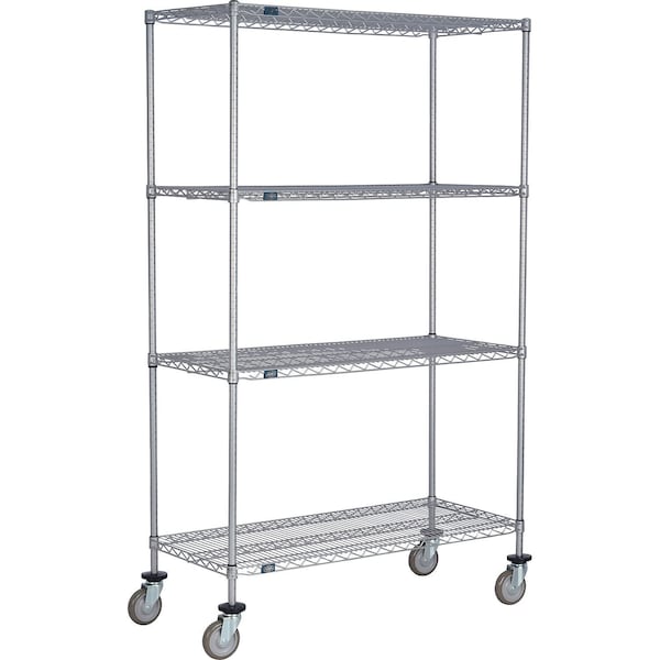 Global Industrial Nexel 4 Shelf Truck, Nexelate, 42"W x 24"D x 60"H, Polyurethane Swivel Casters B3156554 - main