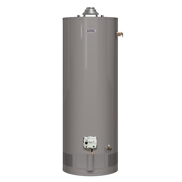 Richmond Essential Series Gas Water Heater, Natural Gas, 40 gal Tank, 52 gph, 36000 Btuhr BTU 6G40-36F3 - main