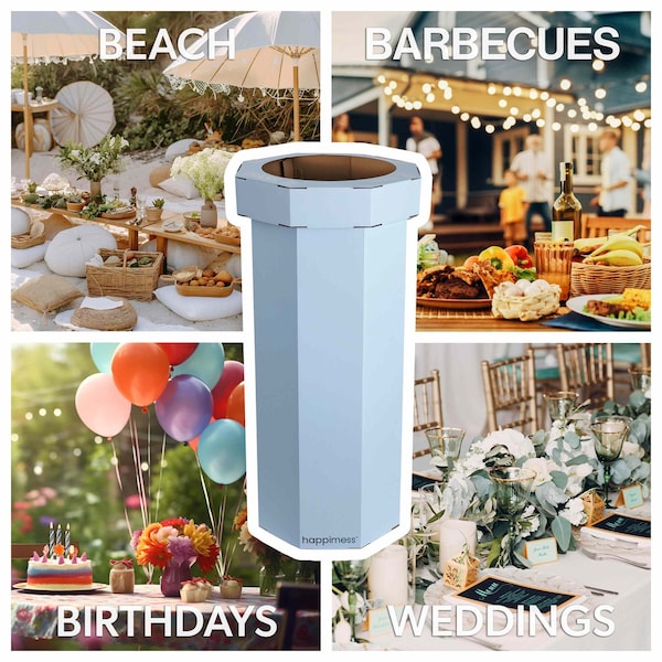 Happimess Fleur 25-Gallon Disposable Corrugated Cardboard Event Trash Can, Recycling Bin, Tide Pool Blue, 2PK HPM1300G-SET2 - main