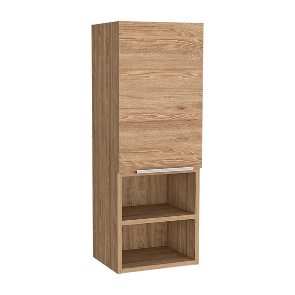 Homeroots 12" Natural Wood Floating Single Door Bathroom Vanity And Medicine Cabinet 543569 - main