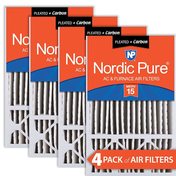Nordic Pure 16x25x5 Plus Carbon Pleated Air Filter, High Capacity, MERV 15, 4 PK 16x25x5HM15+C-4 - main