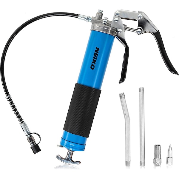 Neiko Heavy Duty Pistol Grip Greaser, 6000 PSI, 18 inch Hose, 6 in Straight Extension & 5.5 in Bend Ext 12011A - main