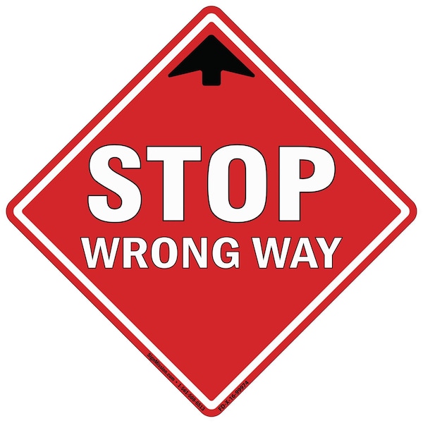 Signmission Stop Wrong Way Non-Slip Floor Graphic, 16in Vinyl Decal, 16" x 16", FD-2-X-16-99974 FD-2-X-16-99974 - main