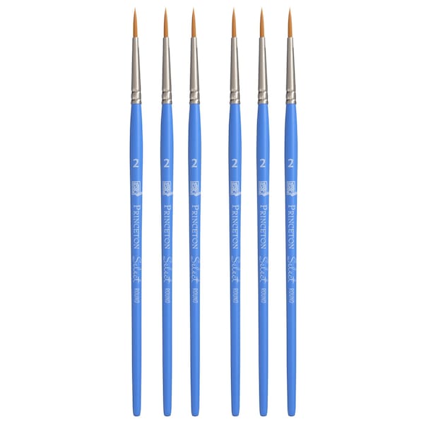 Princeton Select Artiste Round Brush, Synthetic Bristles, Short Handle Mixed Media Paintbrush, Size 2, 6PK P3750R2 - main