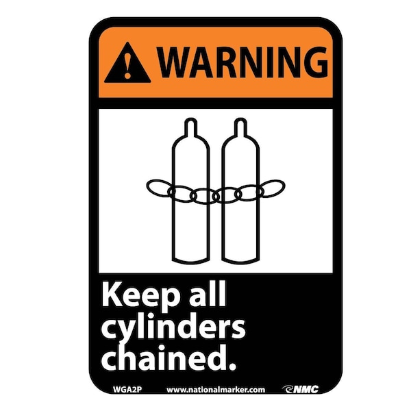 Nmc Warning Keep All Cylinders Chained Sign, WGA2P WGA2P - main