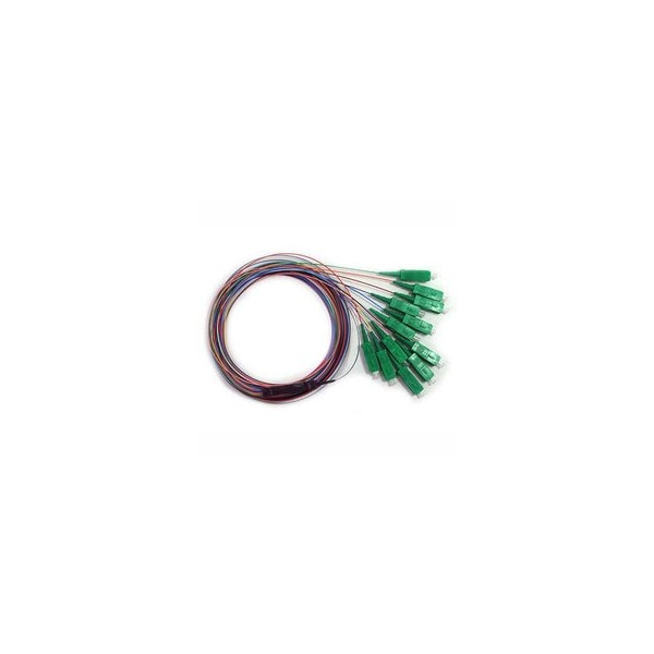 Cable Wholesale 12 Strand Fiber Ribbon Pigtail, 9/125 Singlemode(Green Boot), SC/APC, 3 meters 15F2-20012 - main
