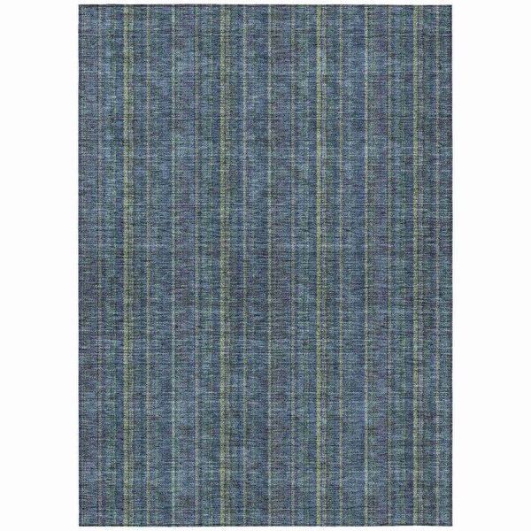Homeroots 8' X 10' Blue Denim Blue And Mint Green Striped Washable Indoor Outdoor Area Rug 615040 - main