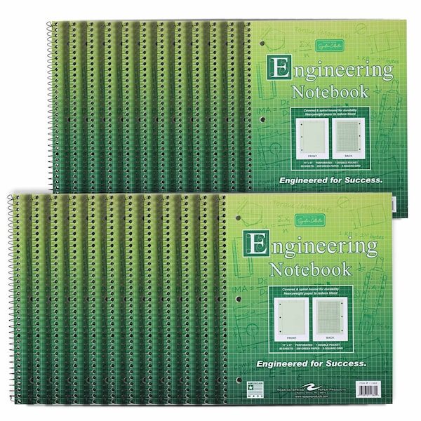 Roaring Spring Case of Engineering Wirebound Notebook, 8.5"x11", 80 sht/book, Green Tinted, Heavyweight Backer, PK24 11382CS - main
