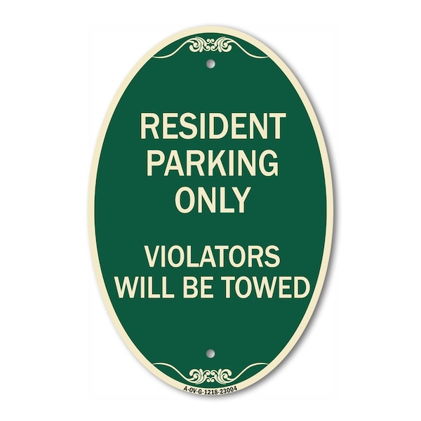 Signmission Reserved Parking Towing Sign Resident Parking, 12 In X 18 In Architectural, Heavy Gauge Aluminum A-OV-G-1218-23004 - main