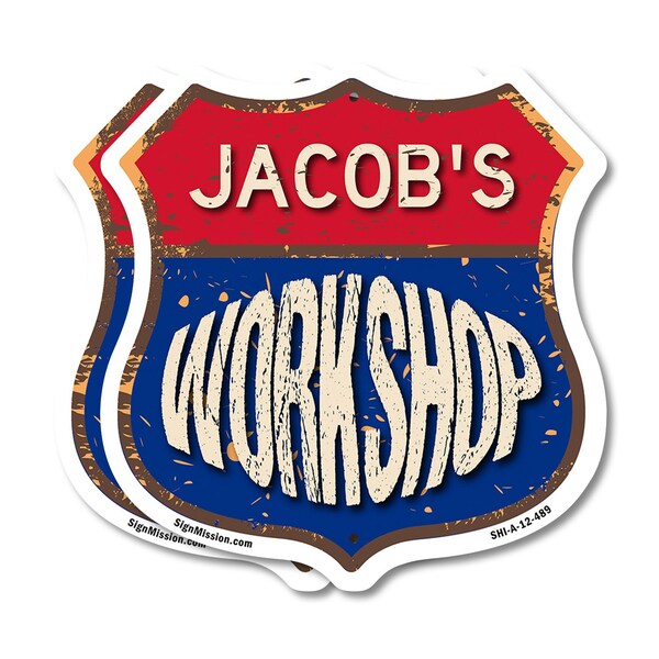 Signmission Jacob's Workshop, 12 inch X 12 inch, Aluminum Metal Sign, 2PK SHI-A-2PACK-12-489-JACOB - main