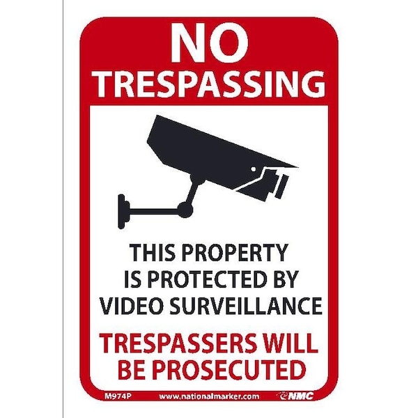 Nmc No Trespassing Video Surveillance Sign, M974P M974P - main