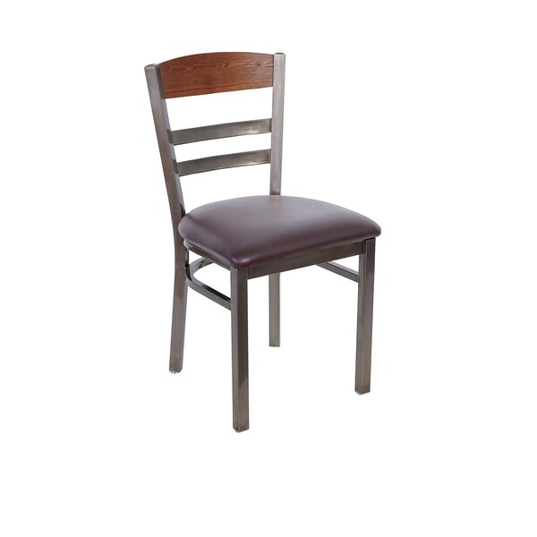 Bfm Seating Barrick Steel Wood Back Chair - Quick Ship Black Vinyl Seat, Autumn Ash Back - Clear Coat Finish 2165CVNS004-AACL - main