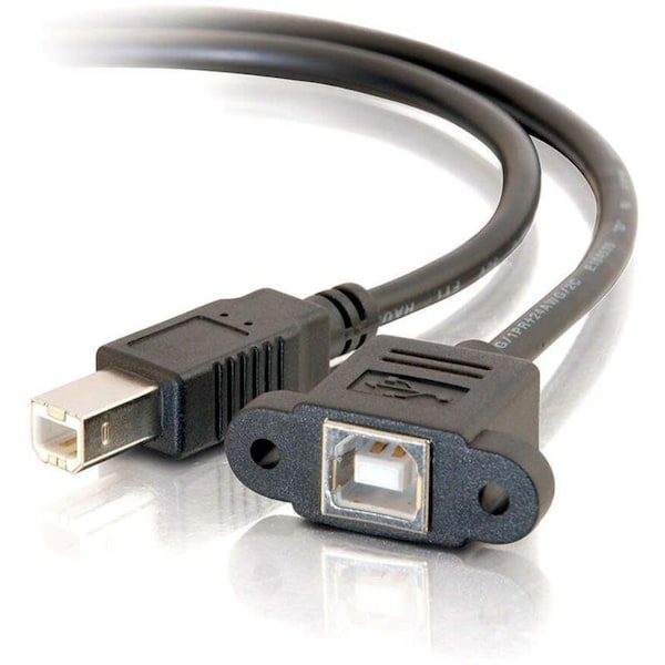 C2G 1ft Panel-Mount USB 2.0 B Female to B Male Cable 28071 - main