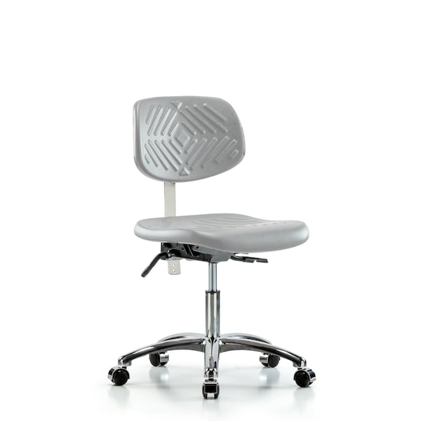 Blue Ridge Ergonomics Class 100 Polyurethane Clean Room Chair - Desk Height with Seat Tilt & Casters in Gray Polyurethane NCR-PDHCH-CR-T1-A0-CC-GRY - main