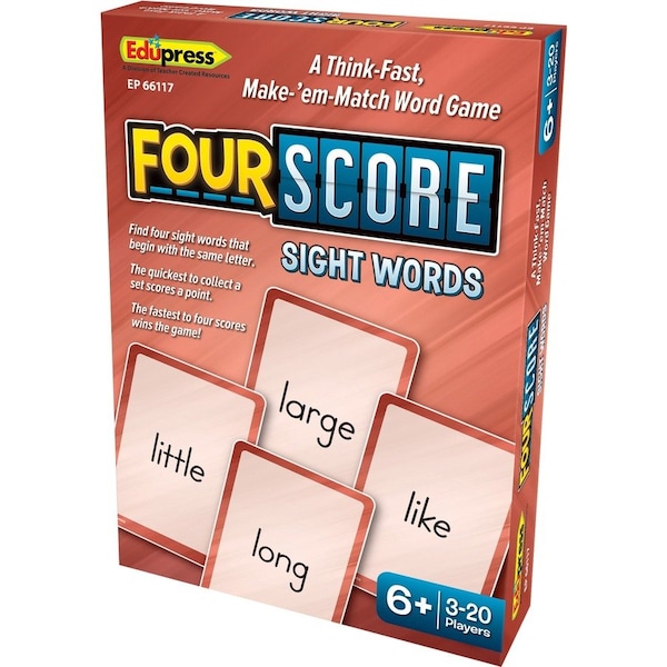 Teacher Created Resources Four Score Sight Words Game, Fun, Matching, 3 to 20 Players 66117 - main
