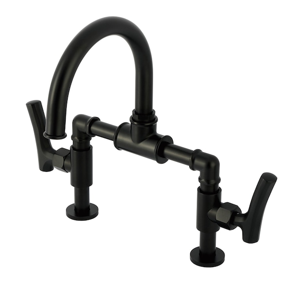 Kingston Brass Bridge Bathroom Faucet with Brass Pop-Up, Matte Black KS2170TKL - main