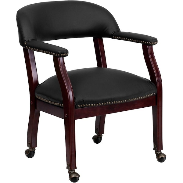 Flash Furniture Traditional Luxurious Conference Chair, Black Back, 24 in W 27" L 31-1/2" H, Upholstered Straight B-Z100-LF-0005-BK-LEA-GG - main