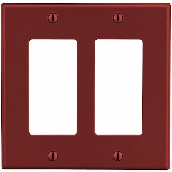 Hubbell Wiring Device-Kellems Rocker Wall Plate, Number of Gangs: 2 Plastic, Satin Finish, Red PJ262R - main