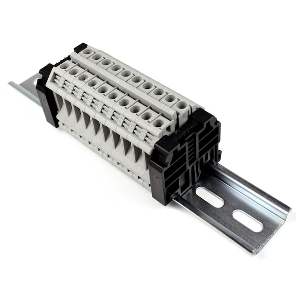 Automation Systems Interconnect 10 Gang Terminal Block Assembly with Jumpers, 24-8 AWG, 50 Amp, 300 Volt RAAK6NJ21-10 - main