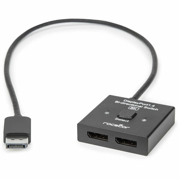 Rocstor PREMIUM 2X1 8K/4K DISPLAYPORT 1.4 BI-DIRECTIONAL KVM SWITCH - FIXED 1.6FT DISPLA Y10A336-B1 - main