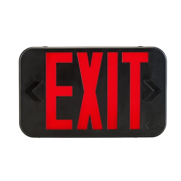 Keystone Exit Sign | Thermo Plastic | Style 1 | Black Color | Single or Double Facing | Red or Green Switchab KT-EX-TP1-BL3RG-SU - main
