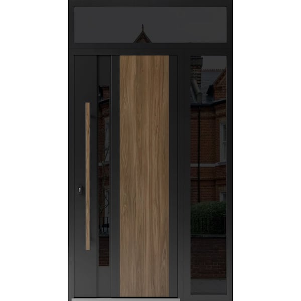 Vdomdoors Steel Door Dekton 0163 Venezia Noce Side and Top Exterior Window Sidelite Entry Door Painted W36+14 DEKTON0163EXD-VEN-W36+14xH80+16-RH-I - main