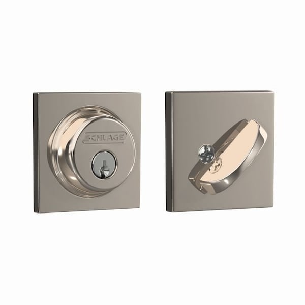 Schlage Residential Collins Single Cylinder Deadbolt C Keyway with 12287 Latch and 10116 Strike Bright Nickel Finish B60COL618 - main