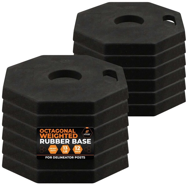 Xpose Safety 13 lb Octagon Rubber Base for Delineator Post, 12PK BASE-O-13-12-X - main