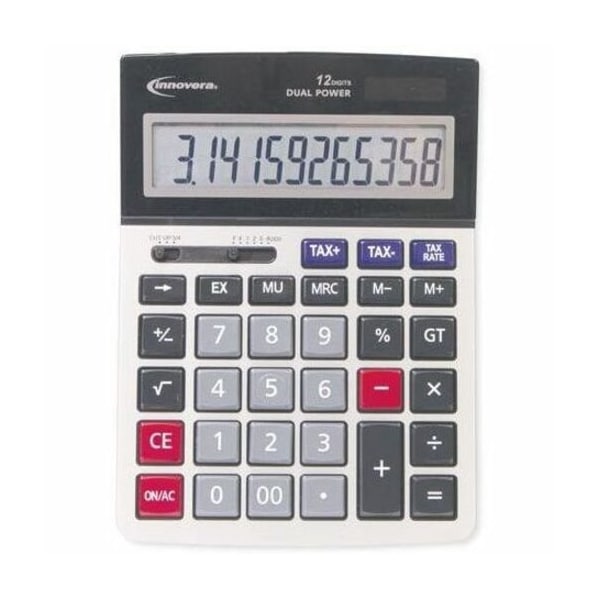 Innovera 15971 Large Digit Commercial Calculator, 12-Digit LCD, Dual Power, Silver 15975 - main