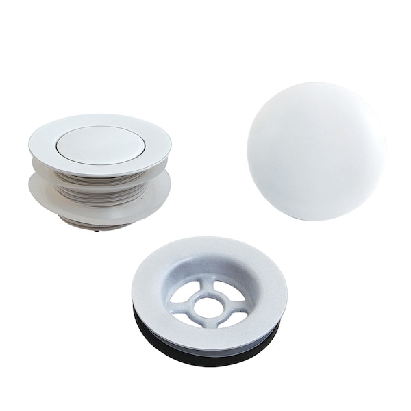 Kingston Brass Toe Touch Tub Drain Trim Kit with Overflow Plate, White VTDETRIMWH - main